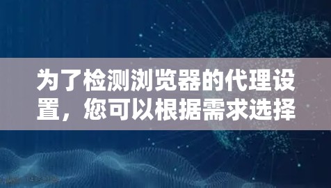 为了检测浏览器的代理设置，您可以根据需求选择合适的方法