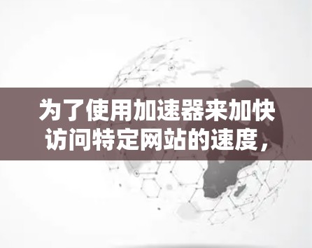 为了使用加速器来加快访问特定网站的速度，您可以按照以下步骤操作