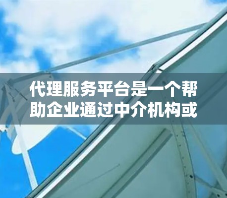 代理服务平台是一个帮助企业通过中介机构或第三方平台进行业务扩展的工具。这些平台通常提供代理招募、销售、分销、合作等服务,帮助企业快速进入市场或扩大业务范围。以下是一些常见的代理服务平台类型及其示例 代理服务平台是一个帮助企业通过中介机构或第三方平台进行业务扩展的工具。这些平台通常提供代理招募、销售、分销、合作等服务,帮助企业快速进入市场或扩大业务范围。以下是一些常见的代理服务平台类型及其示例